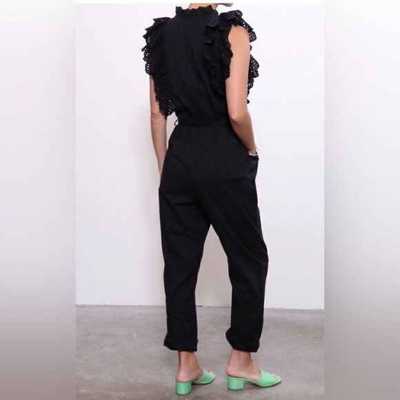 Apiece Apart Limon Eyelet Jumpsuit Black Size 4 - Picture 2 of 7